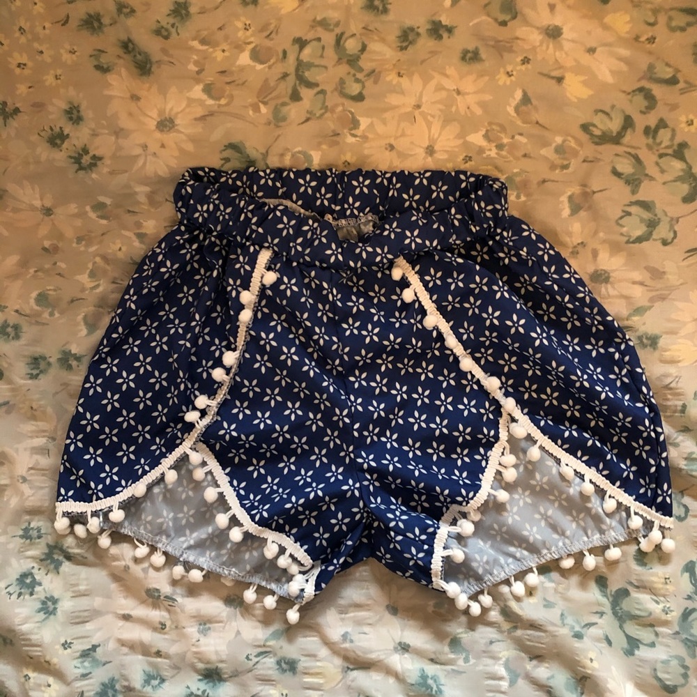 Blue and white flower shorts